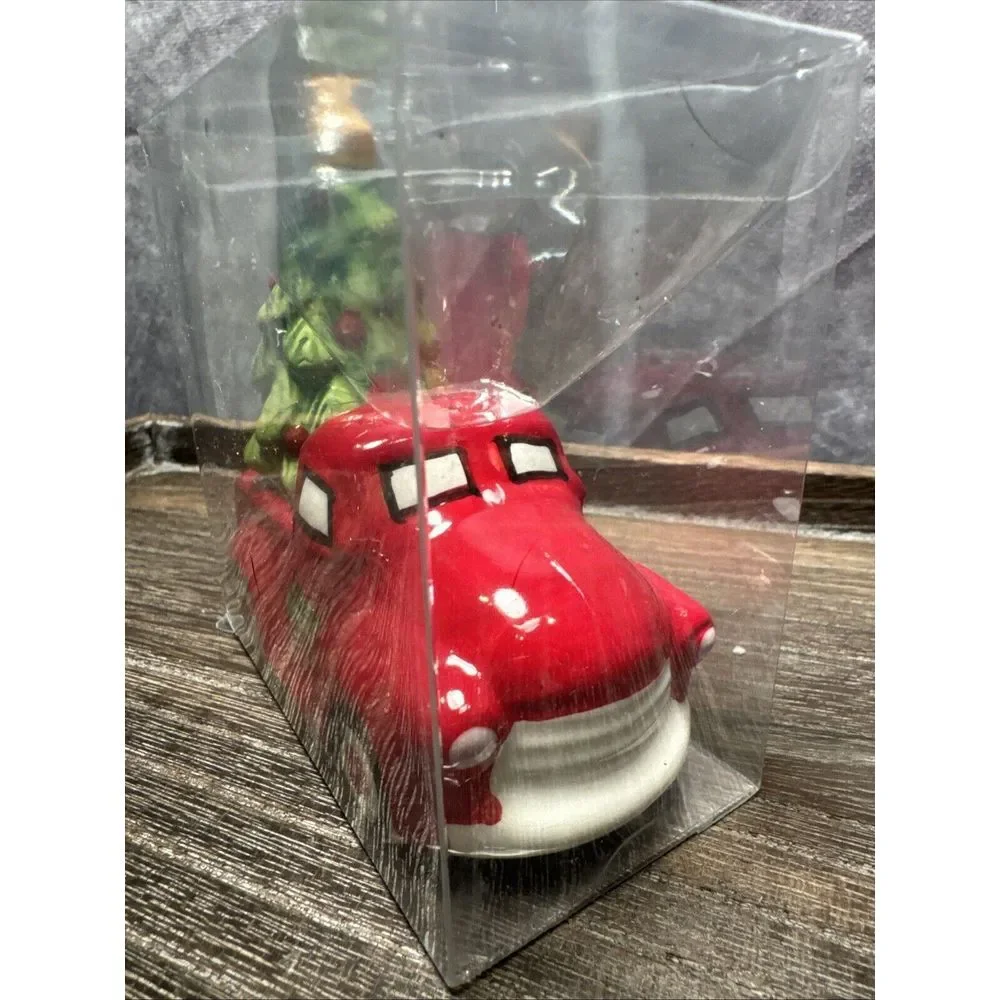Red Truck w/ Christmas Tree Salt & Pepper Shakers Set by Robert Stanley 2014 NIP